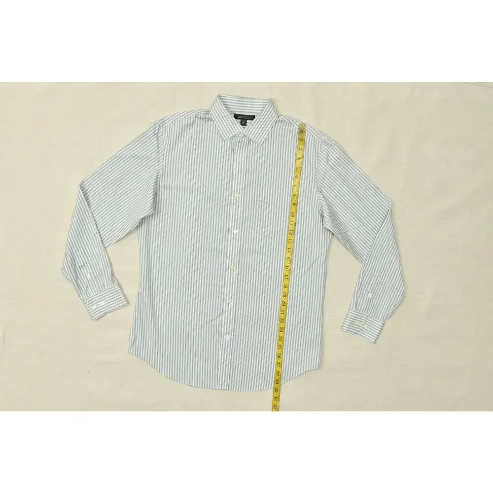 Banana Republic Men's Size M Blue Striped Non-Iron Classic Dress Button Shirt